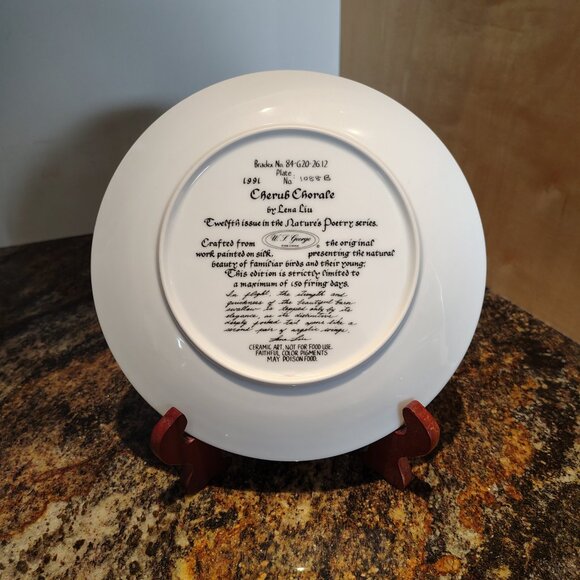 2/$40 Nature's Poetry Series Decorative Plate 'Cherub Chorale' Lena Liu - Picture 2 of 7